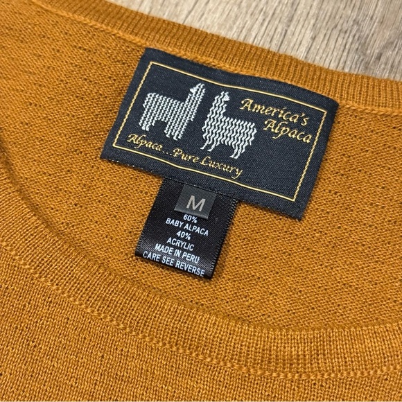 America’s Alpaca 60% Alpaca Gold Brown Short Sleeve Blouse Women’s - Picture 2 of 4